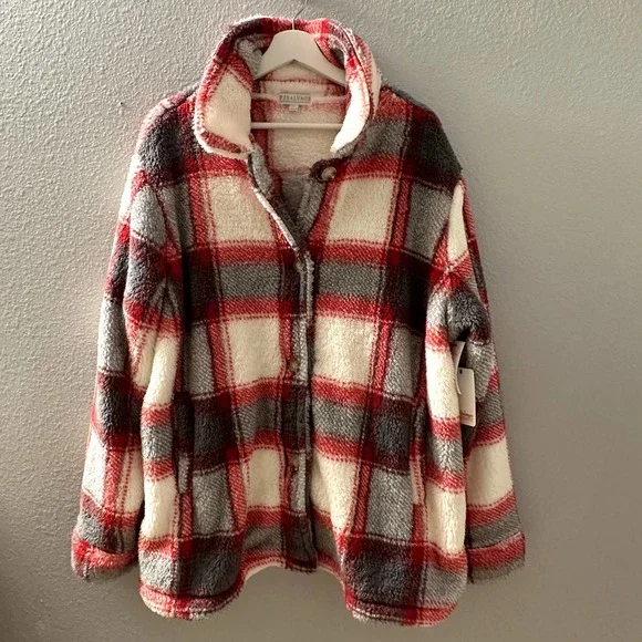 NWT PJ Salvage Women's plush cozy Shacket Size Small/ Medium - Picture 3 of 10